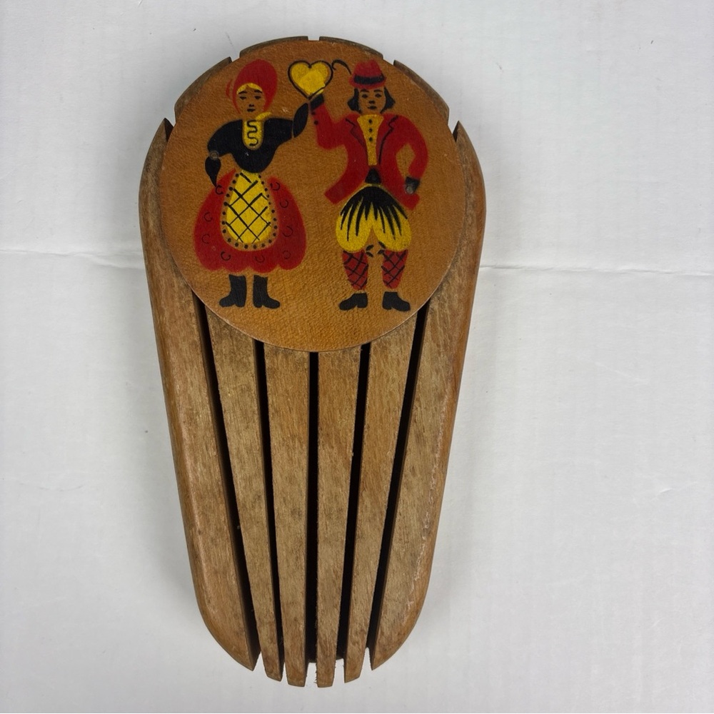Vintage Knife Holder Block Wood Wall Hanging Farmhouse 5 Slot Yugoslavia Collect